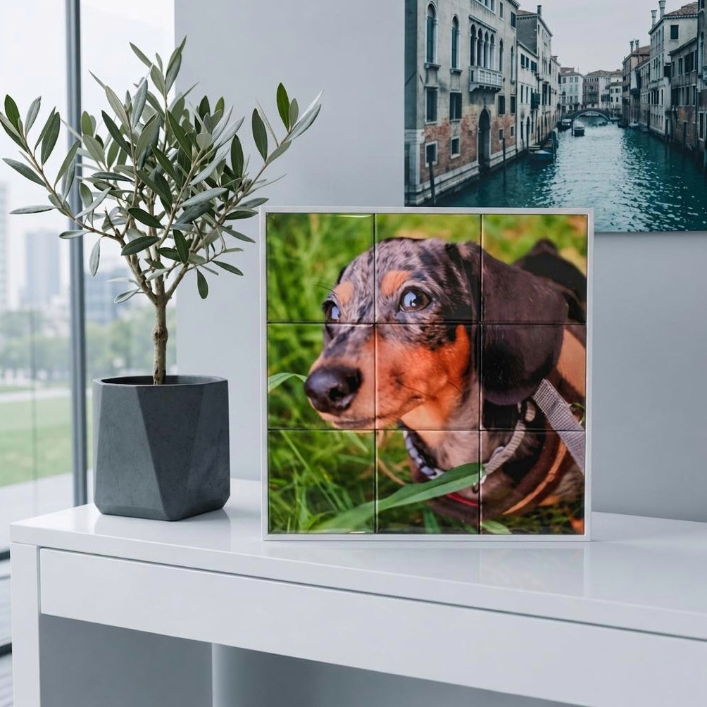 Set of 9 personalized magnets + Mosaic Effect Frame